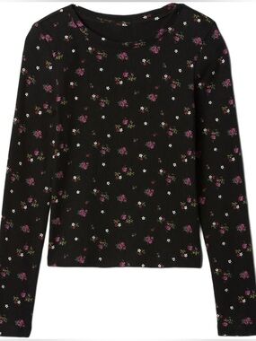 GAP Floral Long Sleeve Ribbed Henley Top